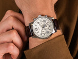 Buy Shop Guess Horizon Chronograph White Dial Brown Leather Strap Watch For Men - W0380G2 USA Online