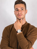 Buy Shop Guess Horizon Chronograph White Dial Brown Leather Strap Watch For Men - W0380G2 USA Online