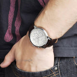 Buy Shop Guess Horizon Chronograph White Dial Brown Leather Strap Watch For Men - W0380G2 USA Online