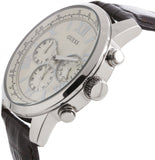 Buy Shop Guess Horizon Chronograph White Dial Brown Leather Strap Watch For Men - W0380G2 USA Online