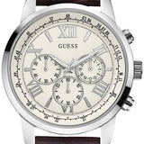 Buy Shop Guess Horizon Chronograph White Dial Brown Leather Strap Watch For Men - W0380G2 USA Online