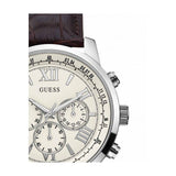 Buy Shop Guess Horizon Chronograph White Dial Brown Leather Strap Watch For Men - W0380G2 USA Online