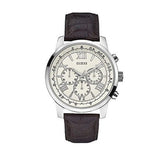 Buy Shop Guess Horizon Chronograph White Dial Brown Leather Strap Watch For Men - W0380G2 USA Online