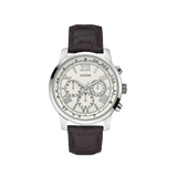 Buy Shop Guess Horizon Chronograph White Dial Brown Leather Strap Watch For Men - W0380G2 USA Online