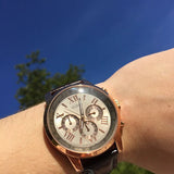 Buy Shop Guess Horizon Quartz Champagne Dial Brown Leather Strap Watch For Women - W0380G4 USA Online