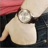 Buy Shop Guess Horizon Quartz Champagne Dial Brown Leather Strap Watch For Women - W0380G4 USA Online