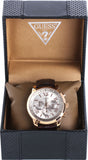 Buy Shop Guess Horizon Quartz Champagne Dial Brown Leather Strap Watch For Women - W0380G4 USA Online