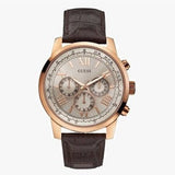 Buy Shop Guess Horizon Quartz Champagne Dial Brown Leather Strap Watch For Women - W0380G4 USA Online