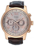 Buy Shop Guess Horizon Quartz Champagne Dial Brown Leather Strap Watch For Women - W0380G4 USA Online