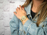 Buy Shop Guess Iconic Diamonds Gold Dial Gold Mesh Bracelet Watch For Women - GW0477L2 USA Online