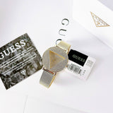 Buy Shop Guess Iconic Diamonds Gold Dial Gold Mesh Bracelet Watch For Women - GW0477L2 USA Online