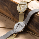 Buy Shop Guess Iconic Diamonds Gold Dial Gold Mesh Bracelet Watch For Women - GW0477L2 USA Online