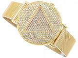 Buy Shop Guess Iconic Diamonds Gold Dial Gold Mesh Bracelet Watch For Women - GW0477L2 USA Online