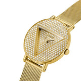 Buy Shop Guess Iconic Diamonds Gold Dial Gold Mesh Bracelet Watch For Women - GW0477L2 USA Online