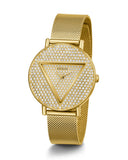 Buy Shop Guess Iconic Diamonds Gold Dial Gold Mesh Bracelet Watch For Women - GW0477L2 USA Online
