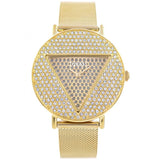 Buy Shop Guess Iconic Diamonds Gold Dial Gold Mesh Bracelet Watch For Women - GW0477L2 USA Online