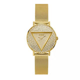 Buy Shop Guess Iconic Diamonds Gold Dial Gold Mesh Bracelet Watch For Women - GW0477L2 USA Online