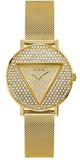 Buy Shop Guess Iconic Diamonds Gold Dial Gold Mesh Bracelet Watch For Women - GW0477L2 USA Online