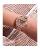 Buy Shop Guess Iconic Diamonds Rose Gold Dial Rose Gold Mesh Bracelet Watch For Women - GW0477L3 USA Online