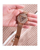 Buy Shop Guess Iconic Diamonds Rose Gold Dial Rose Gold Mesh Bracelet Watch For Women - GW0477L3 USA Online