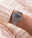 Buy Shop Guess Iconic Diamonds Rose Gold Dial Rose Gold Mesh Bracelet Watch For Women - GW0477L3 USA Online