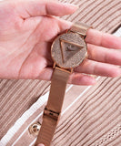 Buy Shop Guess Iconic Diamonds Rose Gold Dial Rose Gold Mesh Bracelet Watch For Women - GW0477L3 USA Online