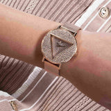 Buy Shop Guess Iconic Diamonds Rose Gold Dial Rose Gold Mesh Bracelet Watch For Women - GW0477L3 USA Online