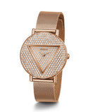 Buy Shop Guess Iconic Diamonds Rose Gold Dial Rose Gold Mesh Bracelet Watch For Women - GW0477L3 USA Online