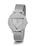 Buy Shop Guess Iconic Diamonds Silver Dial Silver Mesh Bracelet Watch For Women - GW0477L1 USA Online