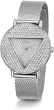 Buy Shop Guess Iconic Diamonds Silver Dial Silver Mesh Bracelet Watch For Women - GW0477L1 USA Online