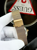 Buy Shop Guess Iconic Quartz Gold Dial Gold Mesh Bracelet Watch For Women - GW0527L2 USA Online