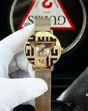 Buy Shop Guess Iconic Quartz Gold Dial Gold Mesh Bracelet Watch For Women - GW0527L2 USA Online