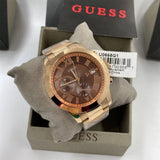 Buy Shop Guess Iconic Signature Brown Dial Rose Gold Steel Strap Watch For Men - W0668G1 USA Online