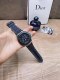 Buy Shop Guess Indovina Quartz Black Dial Black Leather Strap Watch For Men - W0040G9 USA Online