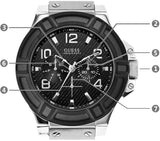Buy Shop Guess Indovina Quartz Black Dial Black Leather Strap Watch For Men - W0040G9 USA Online
