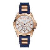 Buy Shop Guess Interpid White & Rose Gold Dial Blue Silicone Strap Watch For Women - W0325L8 USA Online