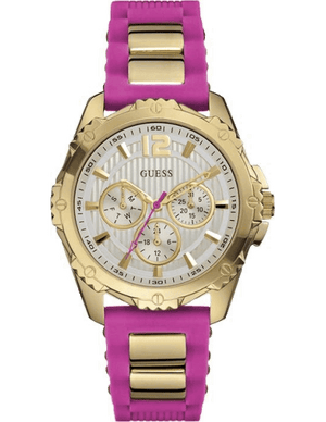 Buy Shop Guess Intrepid White Dial Two Tone Silicon Strap Watch For Women - W0325L3 USA Online