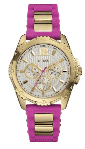Guess Intrepid White Dial Two Tone Silicon Strap Watch For Women - W0325L3
