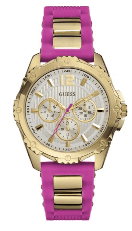Guess Intrepid White Dial Two Tone Silicon Strap Watch For Women - W0325L3
