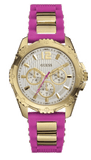 Guess Intrepid White Dial Two Tone Silicon Strap Watch For Women - W0325L3