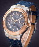 Buy Shop Guess Jet Setter Analog Blue Dial Blue Denim Strap Watch For Women - W0289L1 USA Online