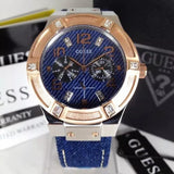 Buy Shop Guess Jet Setter Analog Blue Dial Blue Denim Strap Watch For Women - W0289L1 USA Online