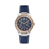 Buy Shop Guess Jet Setter Analog Blue Dial Blue Denim Strap Watch For Women - W0289L1 USA Online