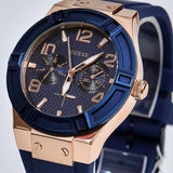 Buy Shop Guess Jet Setter Analog Quartz Blue Dial Blue Rubber Strap Watch For Women - W0571L1 USA Online
