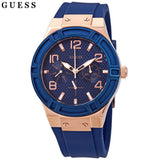 Buy Shop Guess Jet Setter Analog Quartz Blue Dial Blue Rubber Strap Watch For Women - W0571L1 USA Online