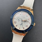 Buy Shop Guess Jet Setter White Dial White Rubber Strap Watch for Women - W0564L1 USA Online