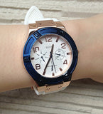 Buy Shop Guess Jet Setter White Dial White Rubber Strap Watch for Women - W0564L1 USA Online