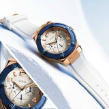 Buy Shop Guess Jet Setter White Dial White Rubber Strap Watch for Women - W0564L1 USA Online