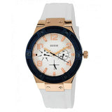 Buy Shop Guess Jet Setter White Dial White Rubber Strap Watch for Women - W0564L1 USA Online