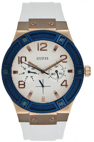 Buy Shop Guess Jet Setter White Dial White Rubber Strap Watch for Women - W0564L1 USA Online